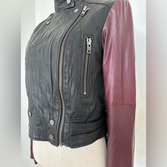 Walter Baker Vikki Two Toned Motorcycle Leather Jacket - Picture 5 of 16